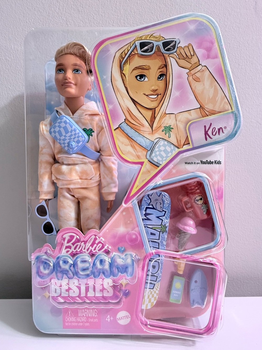 NEW Barbie Dream Besties Ken Fashion Doll 9 Summer Skateboard Accessories NIB